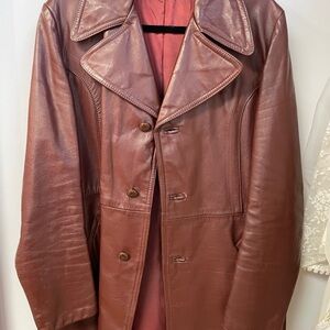 Vintage Brown Leather Coat